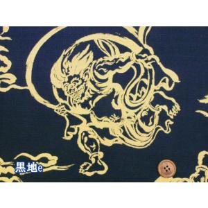 和柄 風神雷神 金彩プリント ドビー生地の詳細画像1