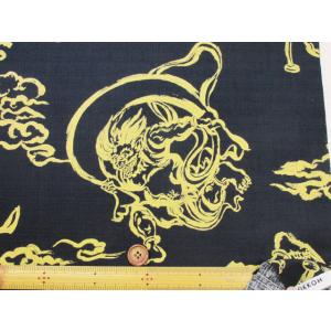 和柄 風神雷神 金彩プリント ドビー生地の詳細画像3