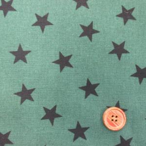綿麻キャンバス　２ｃｍ星柄（グリーン地に黒の星）｜tomoya