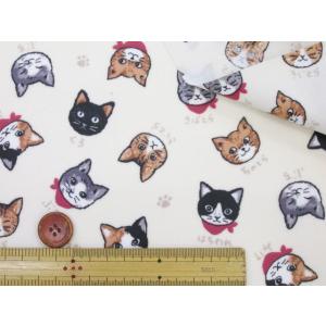 キャットフェイス ネコ・猫・顔柄 シーチング生...の詳細画像3