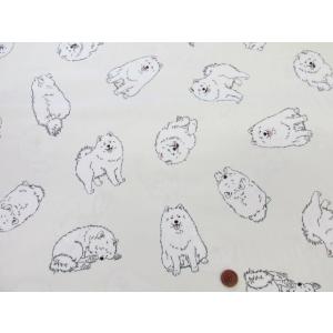 可愛い サモエド わんこ・犬柄 オックス生地 ...の詳細画像2