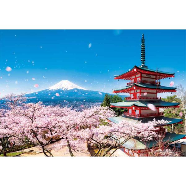 ジグソーパズル 108ラージピース 富士と桜吹雪の五重塔（山梨） (26x38cm)　01-2092...