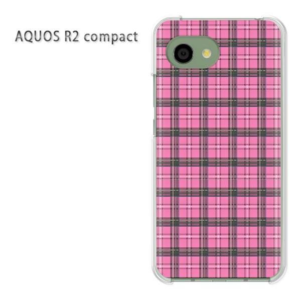 AQUOS R2 compact ケース SH-M09 ゆうパケ送料無料 チェック柄 ピンク/aqu...