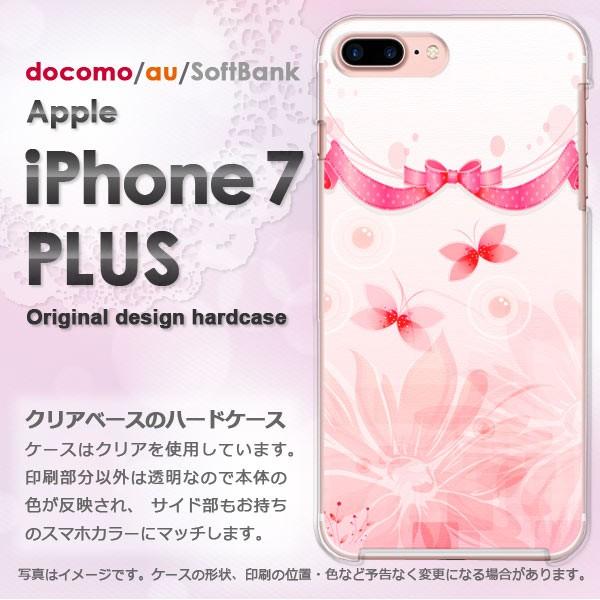 iphone7plus ケース クリア カバー スマホ ゆうパケ送料無料 花・蝶・リボン(ピンク)/...