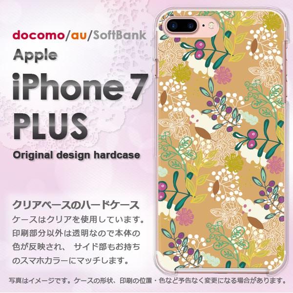 iphone7plus ケース クリア カバー スマホ ゆうパケ送料無料 花・蝶(ブラウン)/i7p...