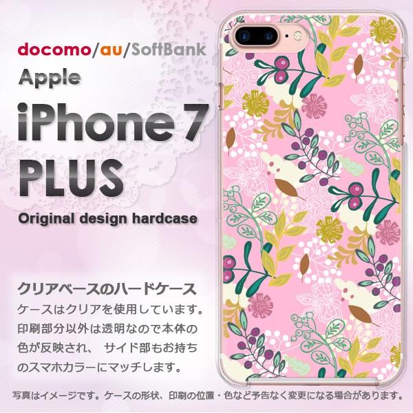 iphone7plus ケース クリア カバー スマホ ゆうパケ送料無料 花・蝶(ピンク)/i7p-...