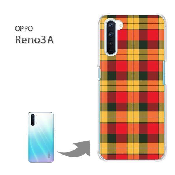 OPPO Reno3A オッポ リノ3A ハードケース デザイン ゆうパケ送料無料 チェック3（赤）...
