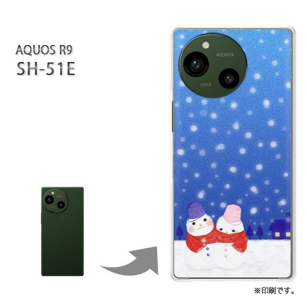 SH-51E AQUOS R9 カバー ハードケース デザイン 雪だるま（B）/sh51e-M714