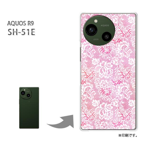SH-51E AQUOS R9 カバー ハードケース デザイン レース柄 ピンク/sh51e-M72...
