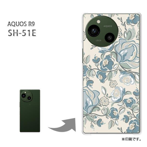 SH-51E AQUOS R9 カバー ハードケース デザイン  花・バラ(ブルー)/sh51e-p...