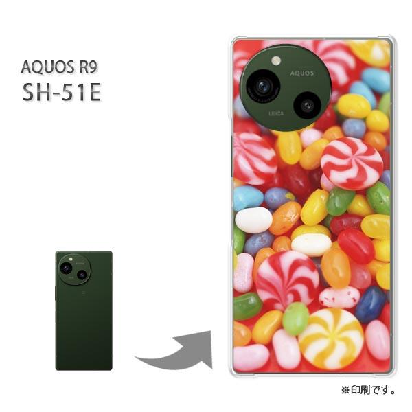 SH-51E AQUOS R9 カバー ハードケース デザイン  スイーツ・キャンディー(赤)/sh...