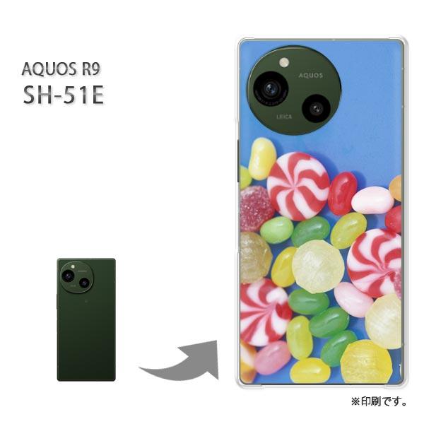 SH-51E AQUOS R9 カバー ハードケース デザイン  スイーツ・キャンディー・青/sh5...