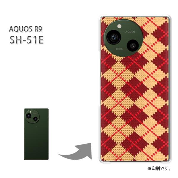 SH-51E AQUOS R9 カバー ハードケース デザイン  チェック(赤)/sh51e-pc-...