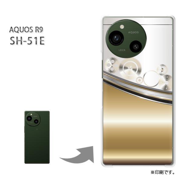 SH-51E AQUOS R9 カバー ハードケース デザイン  メタル・シンプル（ゴールド）/sh...