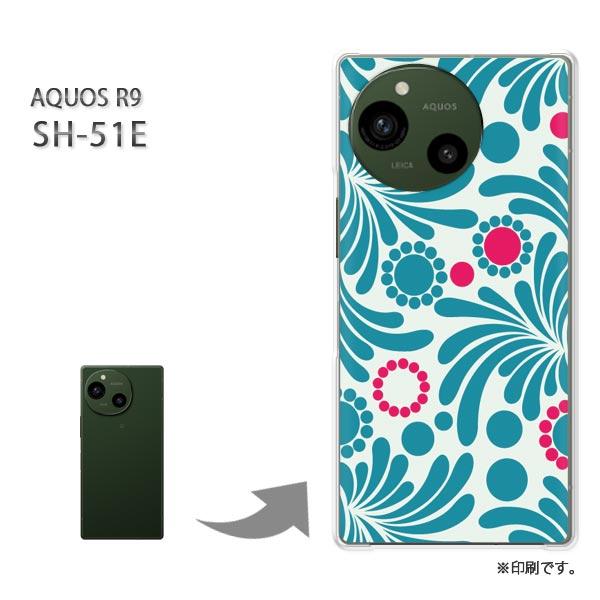 SH-51E AQUOS R9 カバー ハードケース デザイン 花(ブルー)/sh51e-pc-ne...