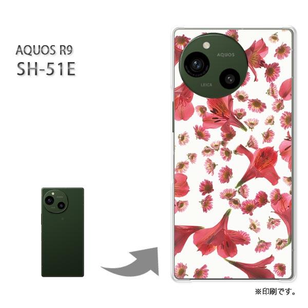SH-51E AQUOS R9 カバー ハードケース デザイン 花(赤)/sh51e-pc-new0...