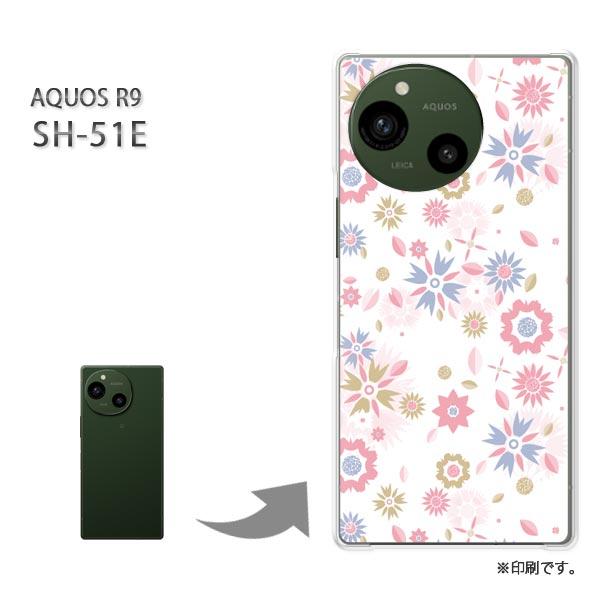 SH-51E AQUOS R9 カバー ハードケース デザイン 花(ピンク)/sh51e-pc-ne...