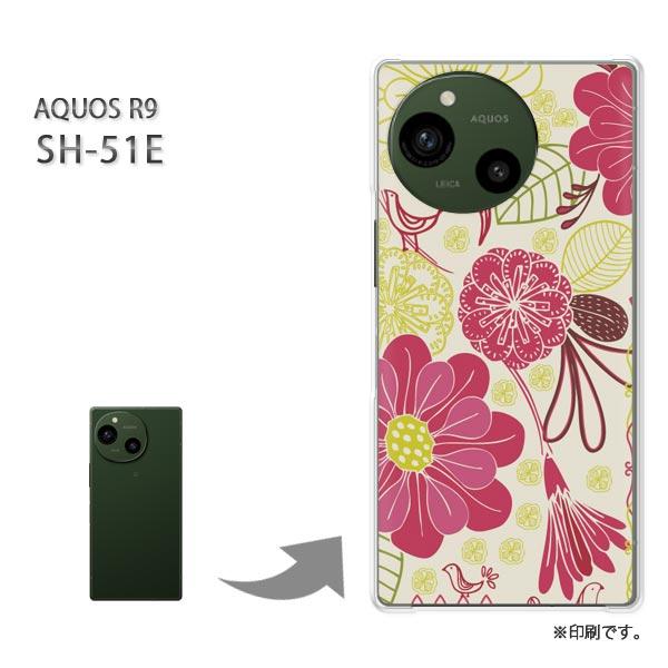SH-51E AQUOS R9 カバー ハードケース デザイン 花(赤)/sh51e-pc-new0...