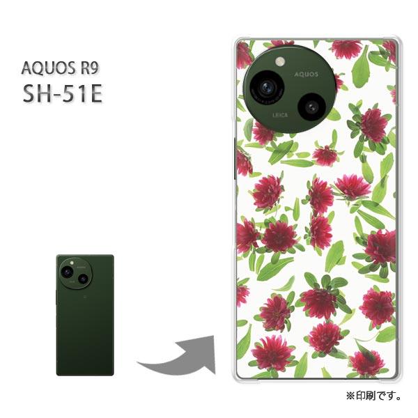 SH-51E AQUOS R9 カバー ハードケース デザイン 花(赤)/sh51e-pc-new0...