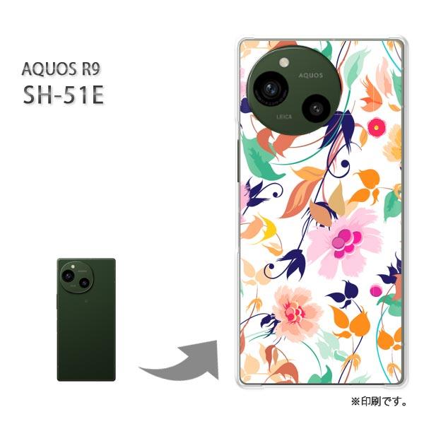 SH-51E AQUOS R9 カバー ハードケース デザイン 花(ピンク)/sh51e-pc-ne...