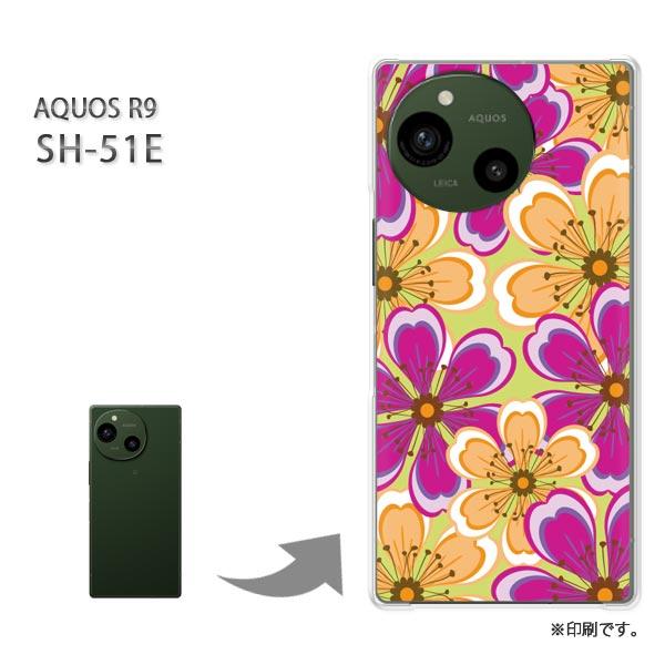 SH-51E AQUOS R9 カバー ハードケース デザイン 花(ピンク)/sh51e-pc-ne...