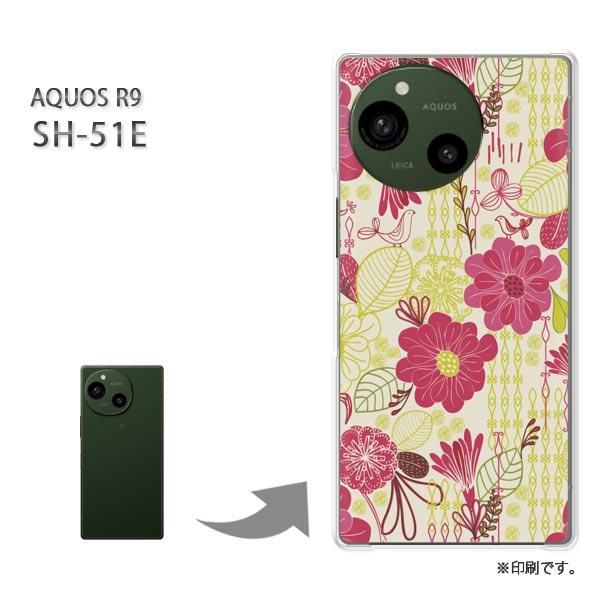 SH-51E AQUOS R9 カバー ハードケース デザイン 花(赤)/sh51e-pc-new0...