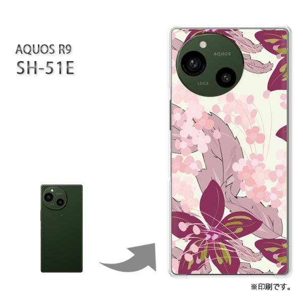 SH-51E AQUOS R9 カバー ハードケース デザイン 花(紫)/sh51e-pc-new0...