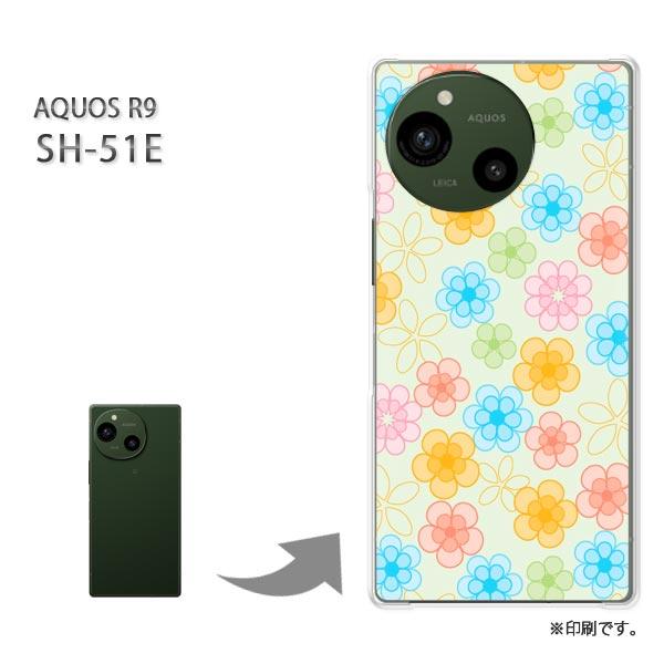 SH-51E AQUOS R9 カバー ハードケース デザイン 花(グリーン)/sh51e-pc-n...