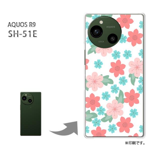 SH-51E AQUOS R9 カバー ハードケース デザイン 花(ピンク)/sh51e-pc-ne...