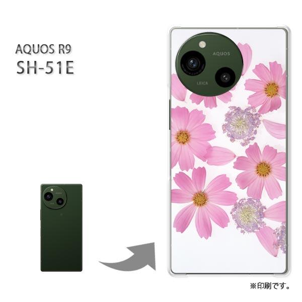 SH-51E AQUOS R9 カバー ハードケース デザイン 花(ピンク)/sh51e-pc-ne...