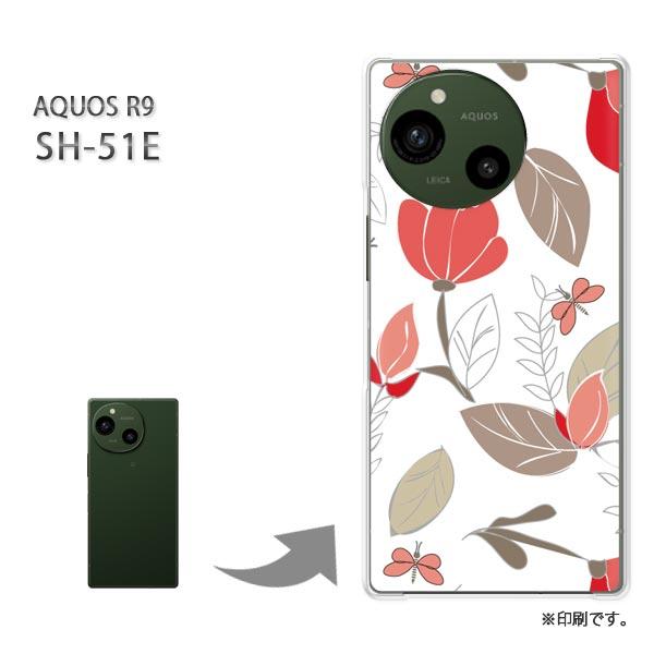 SH-51E AQUOS R9 カバー ハードケース デザイン 花(赤)/sh51e-pc-new0...
