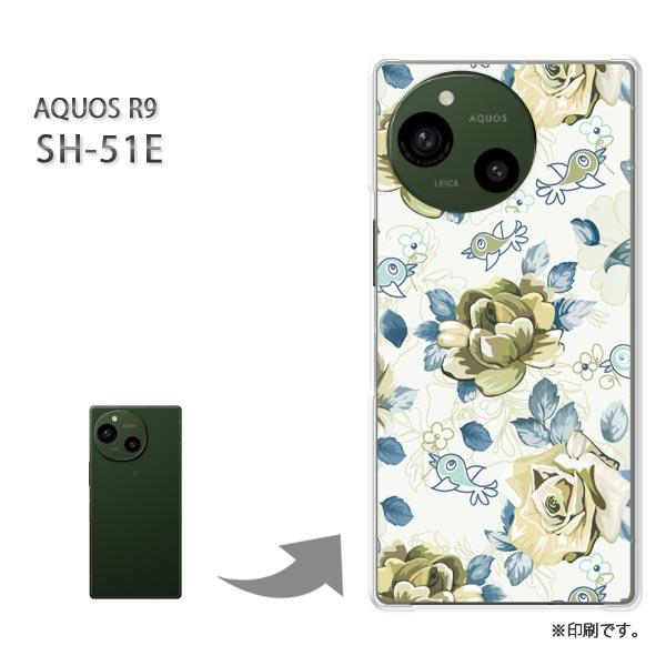 SH-51E AQUOS R9 カバー ハードケース デザイン 花(ブルー)/sh51e-pc-ne...