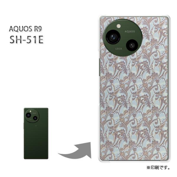 SH-51E AQUOS R9 カバー ハードケース デザイン 花(ブルー)/sh51e-pc-ne...