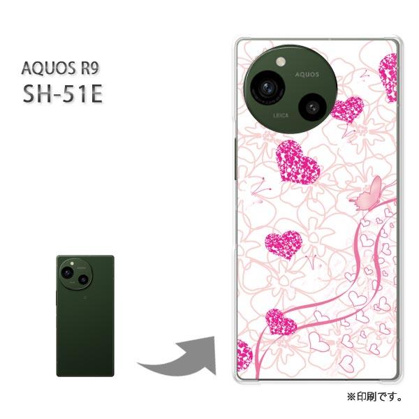 SH-51E AQUOS R9 カバー ハードケース デザイン ハート(ピンク)/sh51e-pc-...