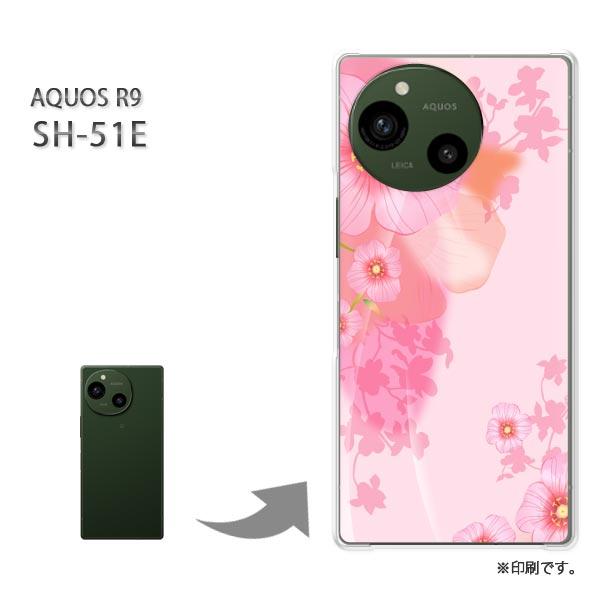 SH-51E AQUOS R9 カバー ハードケース デザイン 花(ピンク)/sh51e-pc-ne...