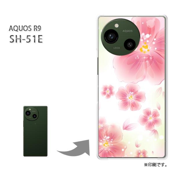 SH-51E AQUOS R9 カバー ハードケース デザイン 花(ピンク)/sh51e-pc-ne...