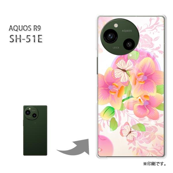 SH-51E AQUOS R9 カバー ハードケース デザイン 花(ピンク)/sh51e-pc-ne...