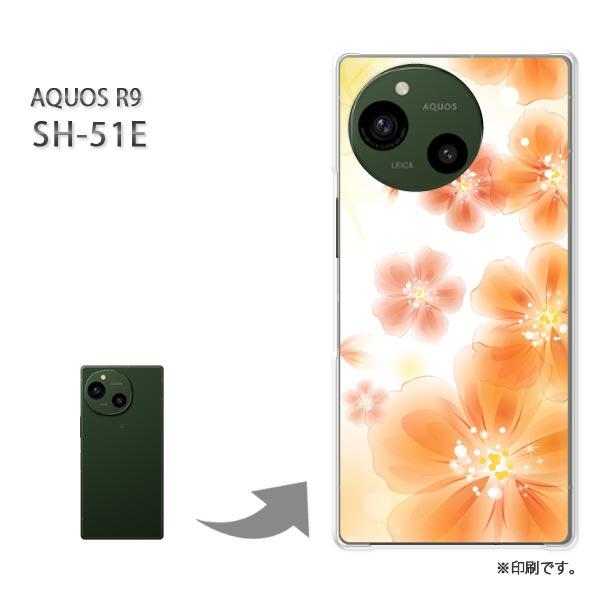 SH-51E AQUOS R9 カバー ハードケース デザイン 花(オレンジ)/sh51e-pc-n...