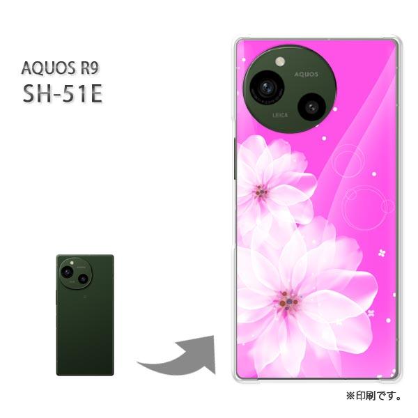 SH-51E AQUOS R9 カバー ハードケース デザイン 花(ピンク)/sh51e-pc-ne...