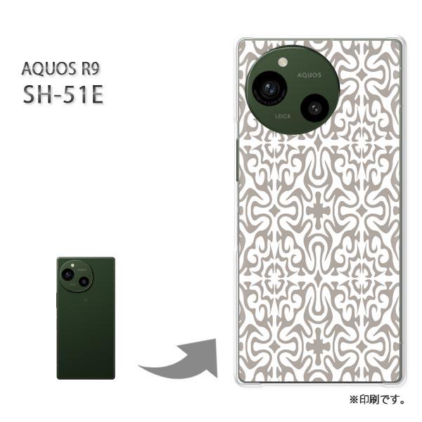 SH-51E AQUOS R9 カバー ハードケース デザイン 和柄(グレー)/sh51e-pc-n...