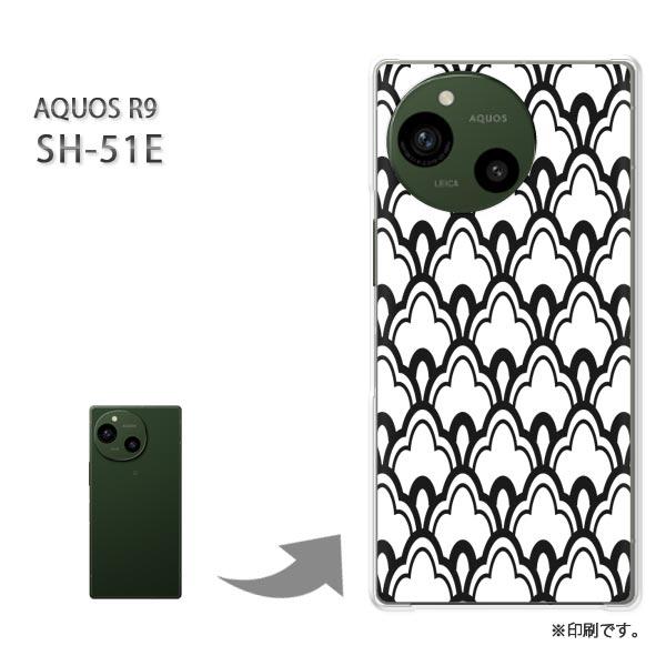 SH-51E AQUOS R9 カバー ハードケース デザイン 和柄(黒)/sh51e-pc-new...