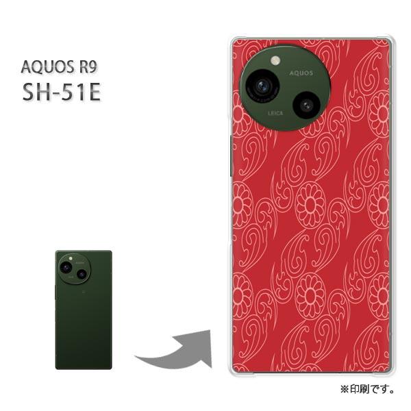 SH-51E AQUOS R9 カバー ハードケース デザイン 和柄(赤)/sh51e-pc-new...