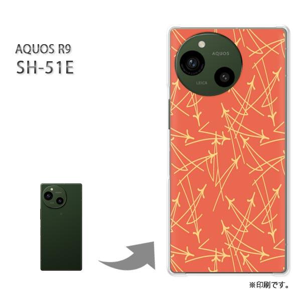 SH-51E AQUOS R9 カバー ハードケース デザイン 和柄(オレンジ)/sh51e-pc-...