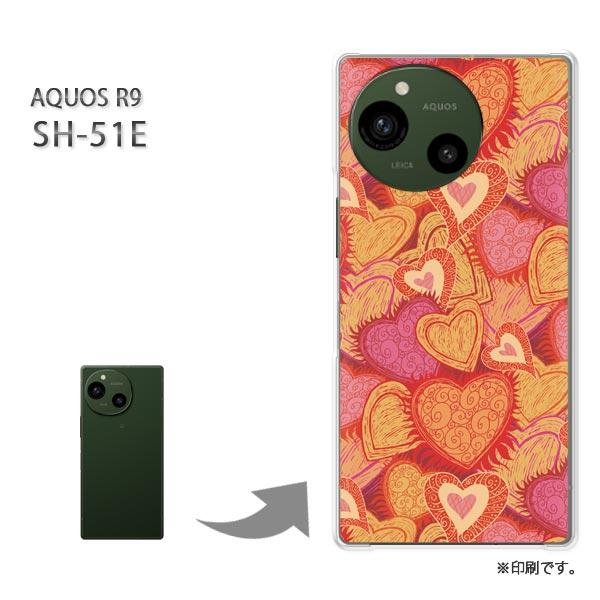 SH-51E AQUOS R9 カバー ハードケース デザイン ハート033/sh51e-PM033