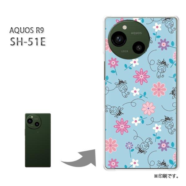 SH-51E AQUOS R9 カバー ハードケース デザイン 蜂・フラワー095/sh51e-PM...