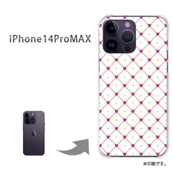 iPhone14ProMAX カバー ハードケース デザイン ゆうパケ送料無料 ハートドット・ピンク...