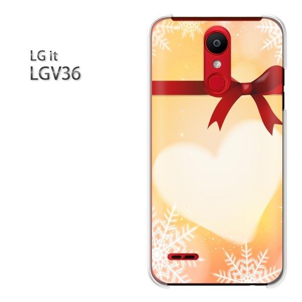 LG it LGV36 スマホケース カバー デザイン ゆうパケ送料無料ハート・リボン(オレンジ)/...