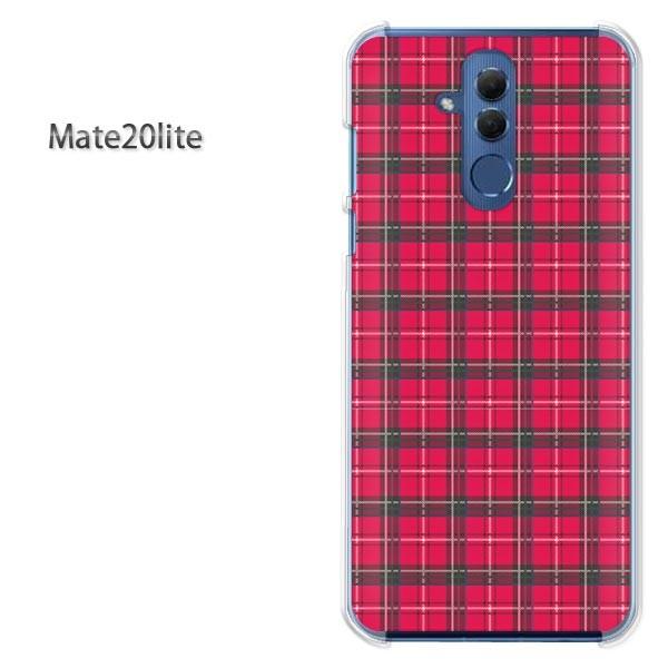 Mate20 lite ケース カバー デザイン ゆうパケ送料無 Huawei料 チェック柄 赤/m...