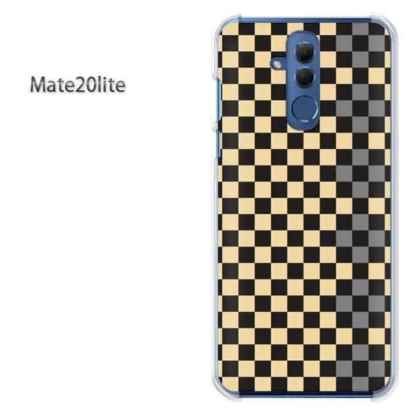 Mate20 lite ケース カバー デザイン ゆうパケ送料無 Huawei料  チェック（黄）/...