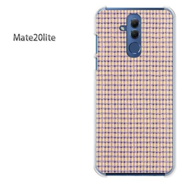 Mate20 lite ケース カバー デザイン ゆうパケ送料無 Huawei料 チェック(紫)/m...